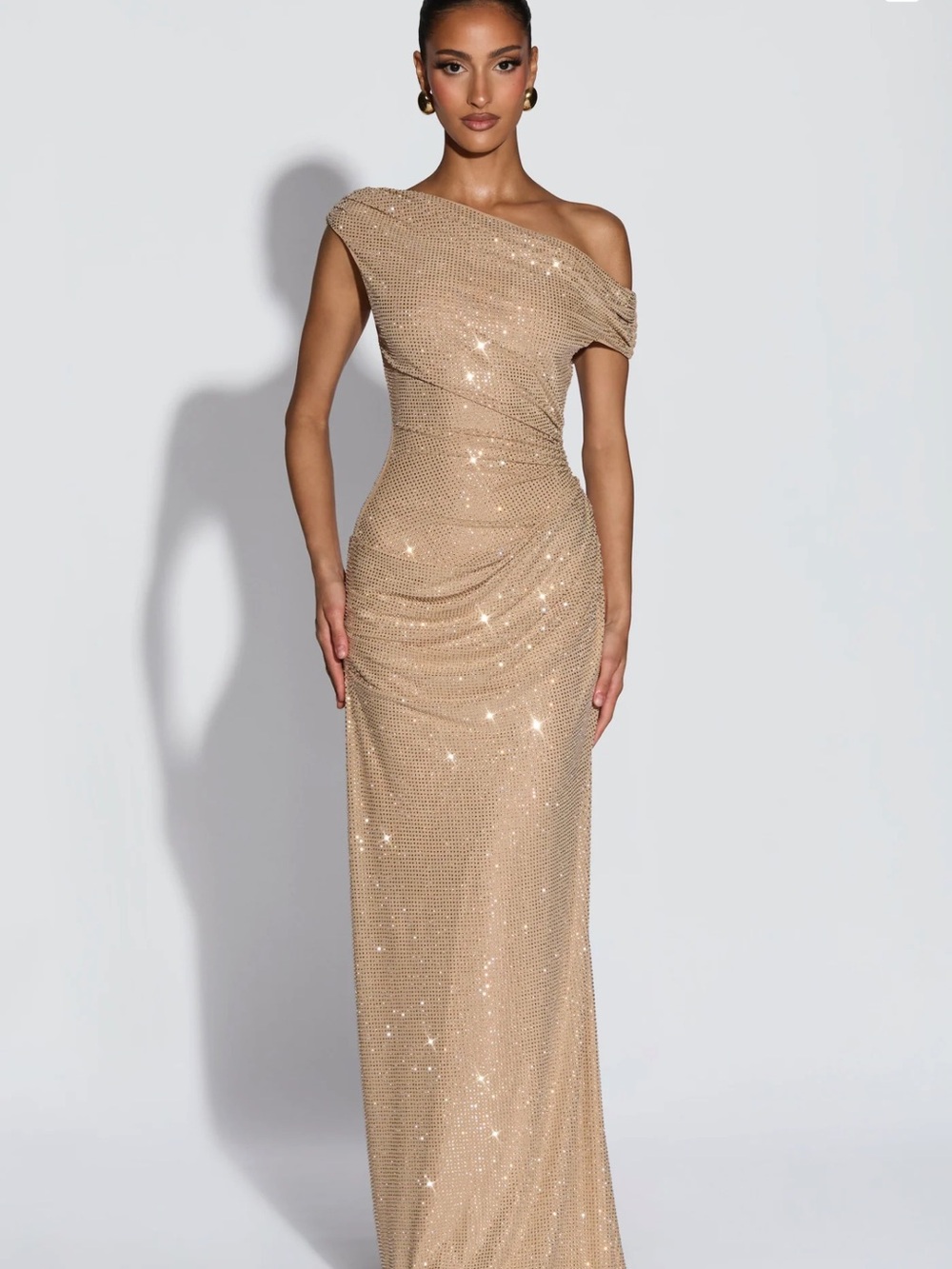 Babyboo fashion ottilie One-Shoulder Gold Sequin Evening Gown